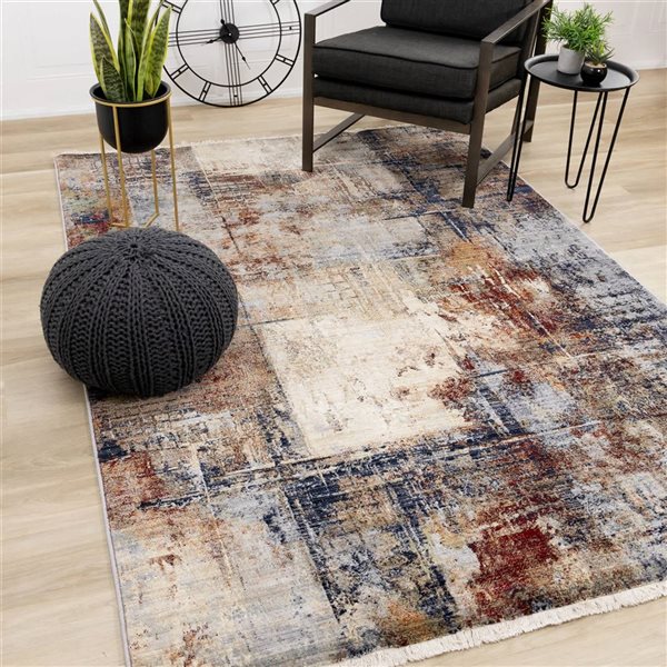 Rug Branch Solvyn Area Rug Distressed Modern 8 x 10-ft - Cream