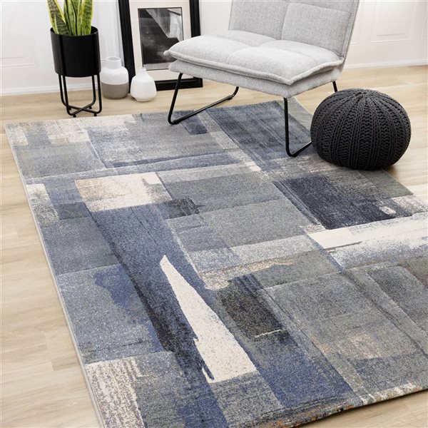 Rug Branch Aethera Area Rug Distressed Modern 8 x 11-ft - Blue