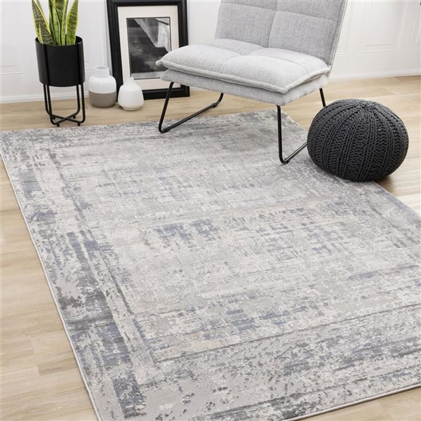Rug Branch Sylvaris Border Area Rug Modern 8 x 11-ft - Grey
