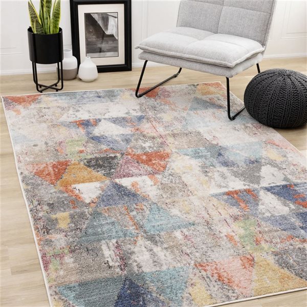 Rug Branch Solenne Area Rug Distressed Mid-Century 7 x 10-ft - Cream