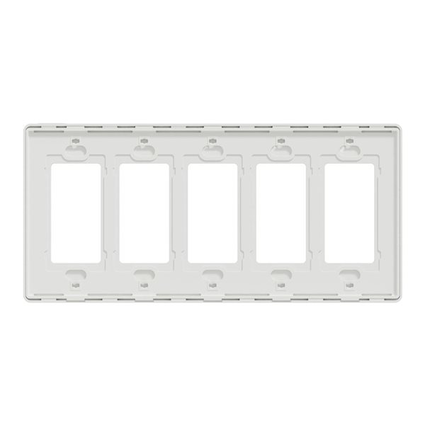Square D X Series Rocker Light Switch Wall Plate 5-Gang Screwless - Matte White