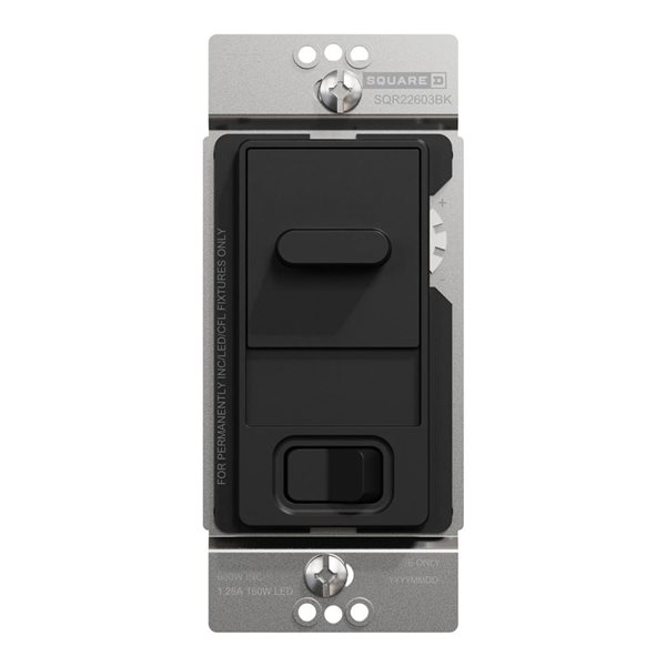 Square D X Series Slide Dimmer Light Switch 15 A 600 W Single-Pole/3-Way - Matte Black