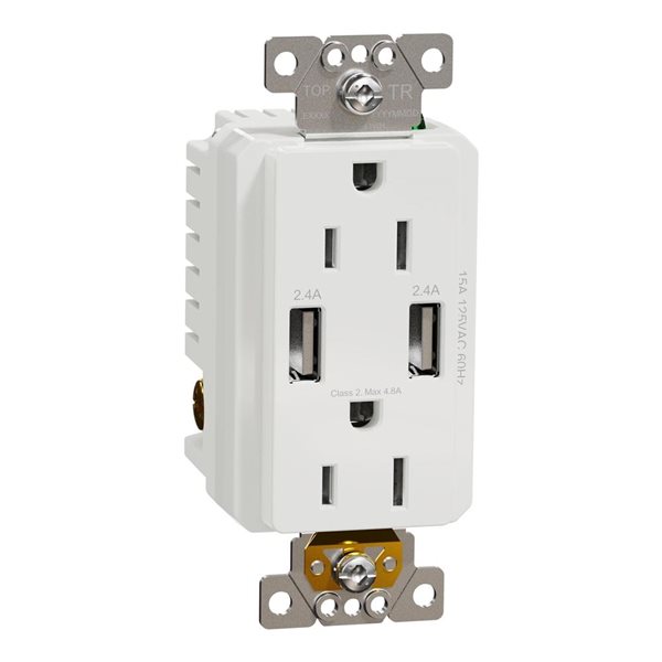 Square D X Series Electrical Outlet Indoor 15 A 125 V with USB Charger ...