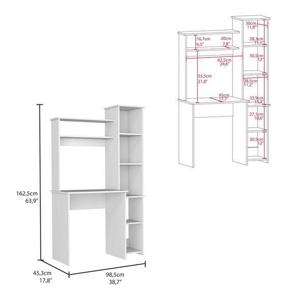 RTA Versailles Desk w/ Bookshelf - Black