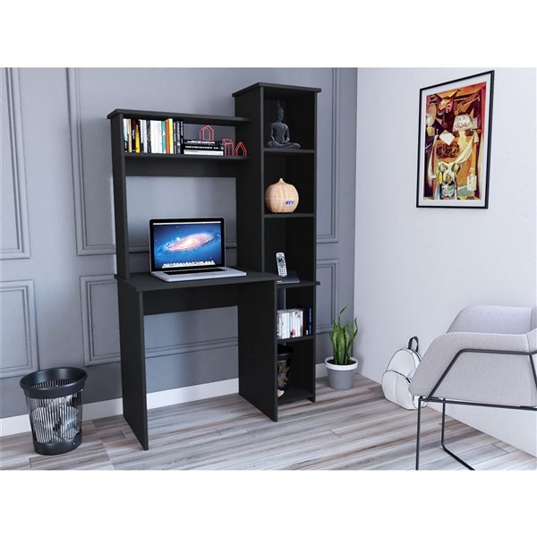RTA Versailles Desk w/ Bookshelf - Black