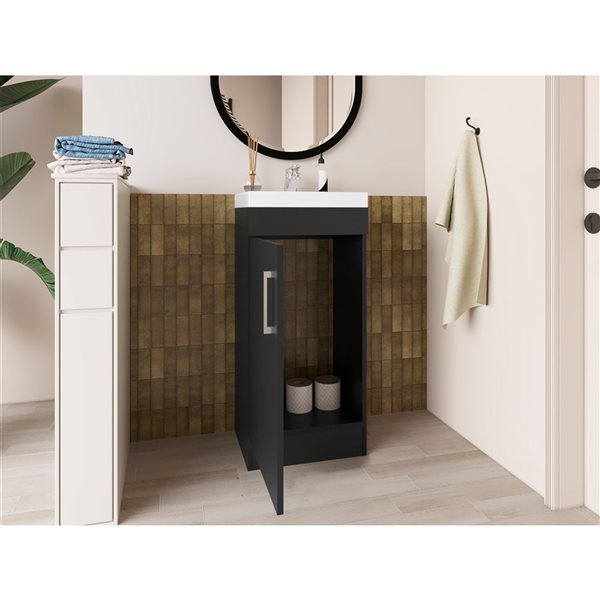 RTA Madrid Bathroom Vanity w/ Single Door - Black