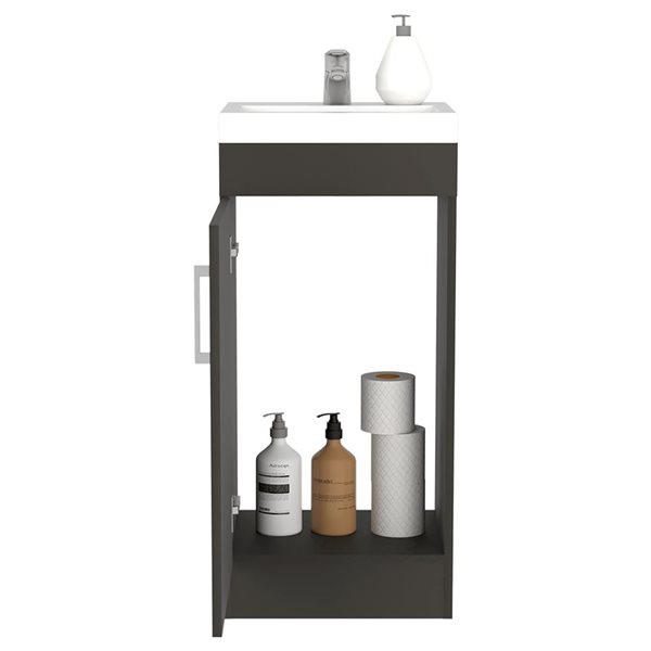RTA Madrid Bathroom Vanity w/ Single Door - Black