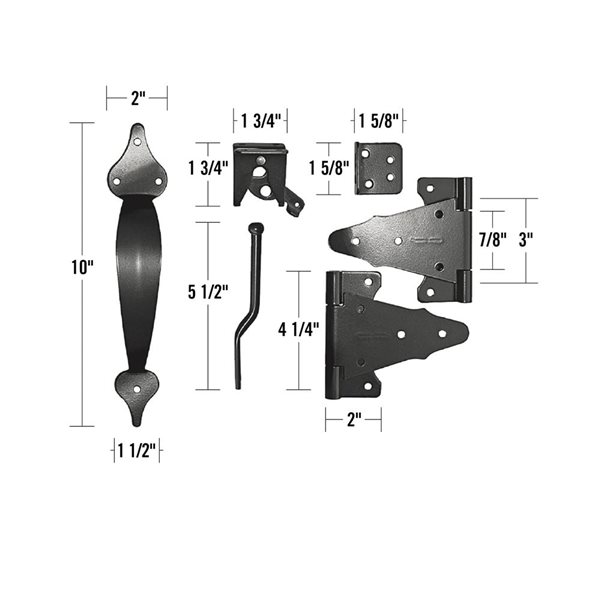 Nuvo Iron Gate Hardware Kit Galvanized Steel - Black