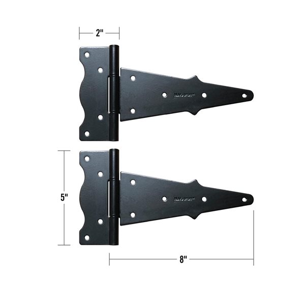 Nuvo Iron T Hinge Galvanized Steel 2-Piece - Black