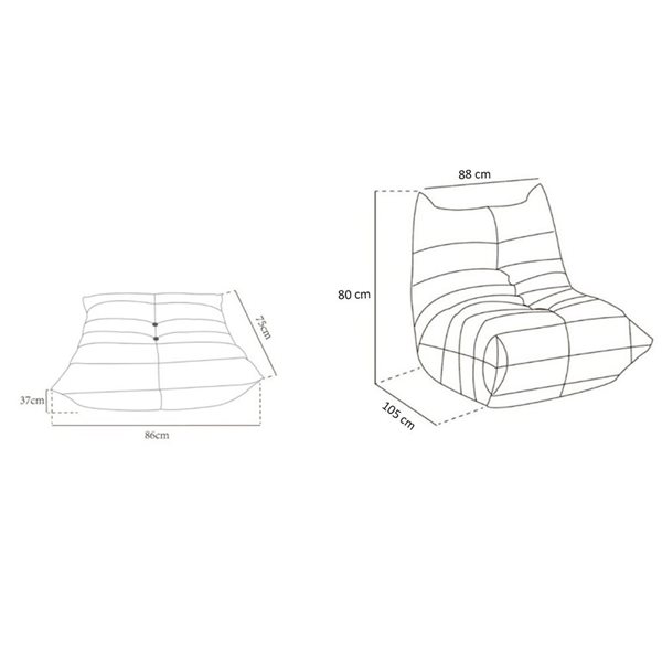 Brassex Sloan High Resiliance All Foam Chair and Ottoman Set w/ Quilted Upholstery - Beige