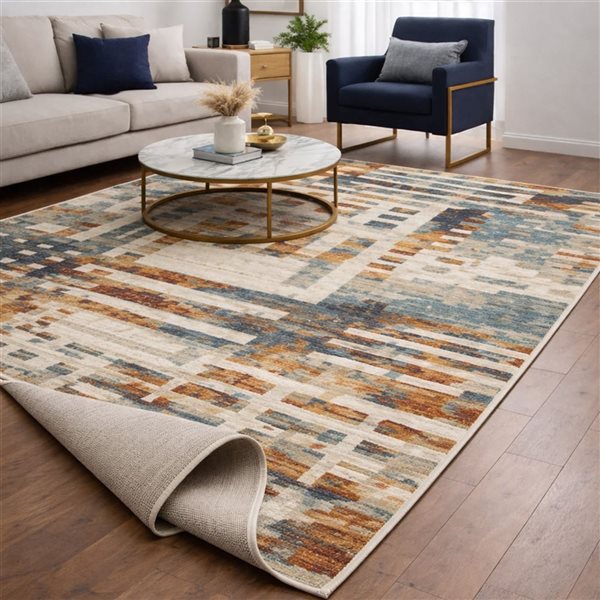Brassex Milo Area Rug 7x9-ft - Cream/Grey/Brown