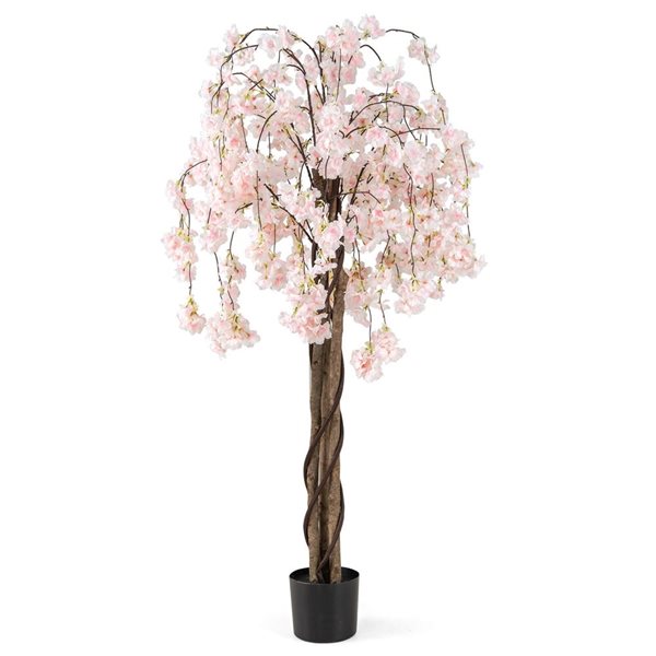 Costway Artificial Plant 5.5-ft Cherry Blossom Tree - White