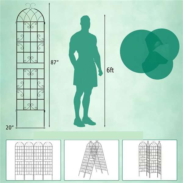 Costway Steel Garden Trellis 2-Pack 20 x 87-in - Black