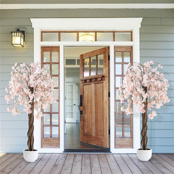 Costway Artificial Plant 2-Pack 5.5-ft Cherry Blossom Tree - White