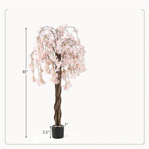 Costway Artificial Plant 2-Pack 5.5-ft Cherry Blossom Tree - White