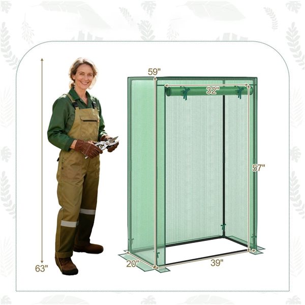 Costway Permanent Greenhouse 3.25 x 1.67 x 4.92-ft - Green