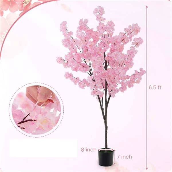 Costway Artificial Plant 6.5-ft Cherry Blossom Tree