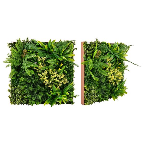 Costway Artificial Plant 2-Pack Square Framed Foliage Wall Art