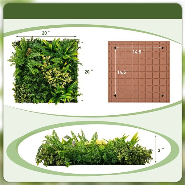 Costway Artificial Plant 2-Pack Square Framed Foliage Wall Art