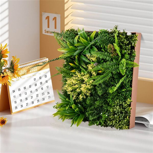 Costway Artificial Plant 2-Pack Square Framed Foliage Wall Art