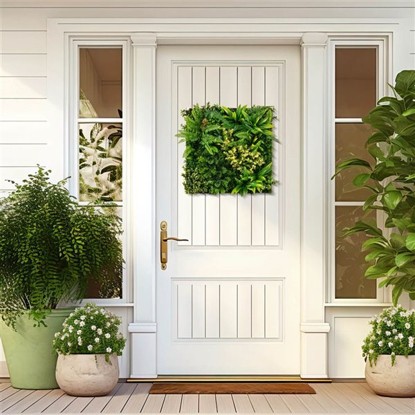 Costway Artificial Plant 2-Pack Square Framed Foliage Wall Art