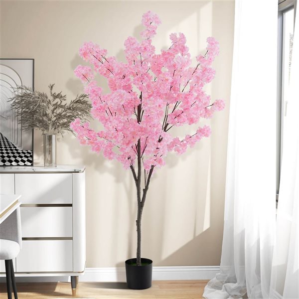 Costway Artificial Plant 6.5-ft 2-Piece Cherry Blossom Tree