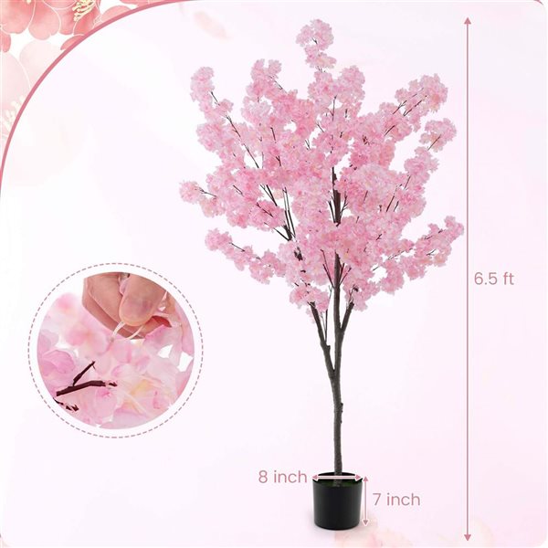 Costway Artificial Plant 6.5-ft 2-Piece Cherry Blossom Tree
