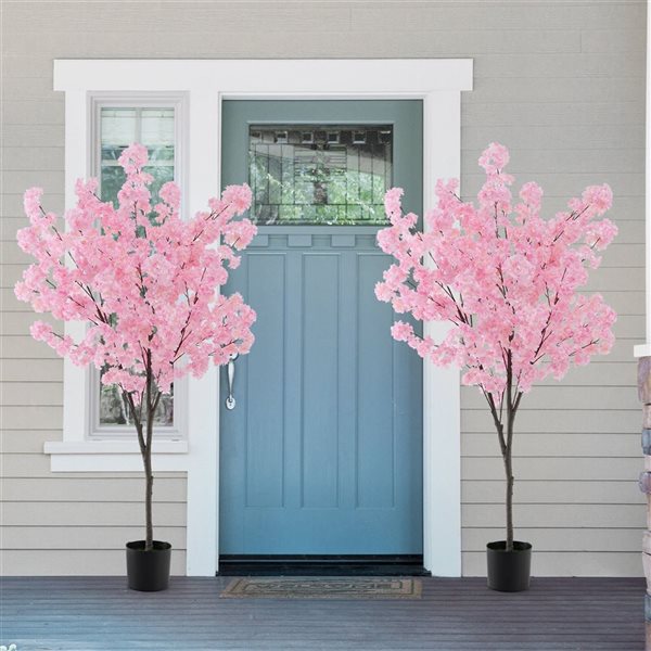 Costway Artificial Plant 6.5-ft 2-Piece Cherry Blossom Tree