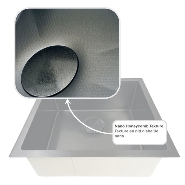 Unique Home Supplies Kitchen Sink Undermount Single Bowl Textured Honeycomb 25 x 18-in - Black Stainless Steel