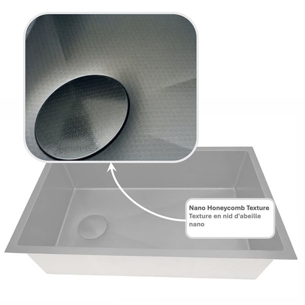 Unique Home Supplies Kitchen Sink Undermount Single Bowl Textured Honeycomb 27 x 18-in - Black Stainless Steel