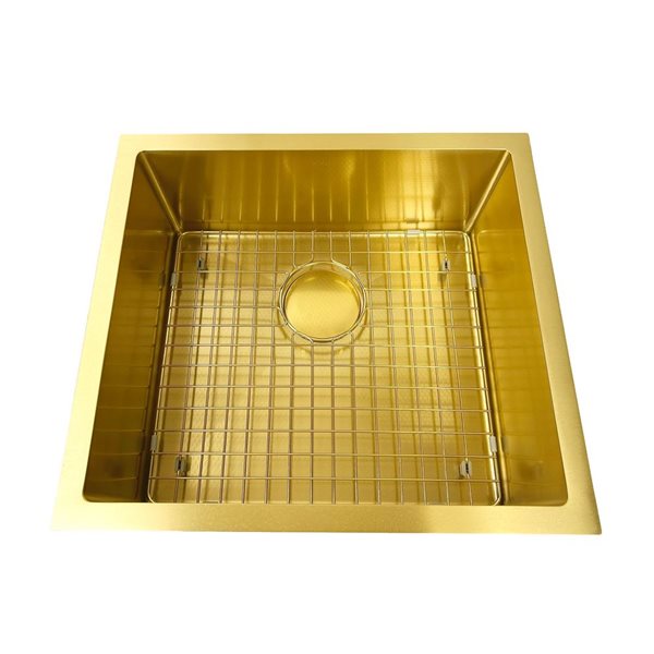 Unique Home Supplies Kitchen Sink Undermount Single Bowl Textured Honeycomb 18 x 15-in - Gold Stainless Steel