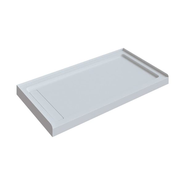 A&E Bath and Shower Evana Single Threshold Rectangle Shower Base w/ Hidden Left Side Drain 32 x 60-in - White