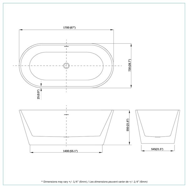A&E Bath and Shower Stargaze Freestanding Bathtub 67-in - Stone Finish