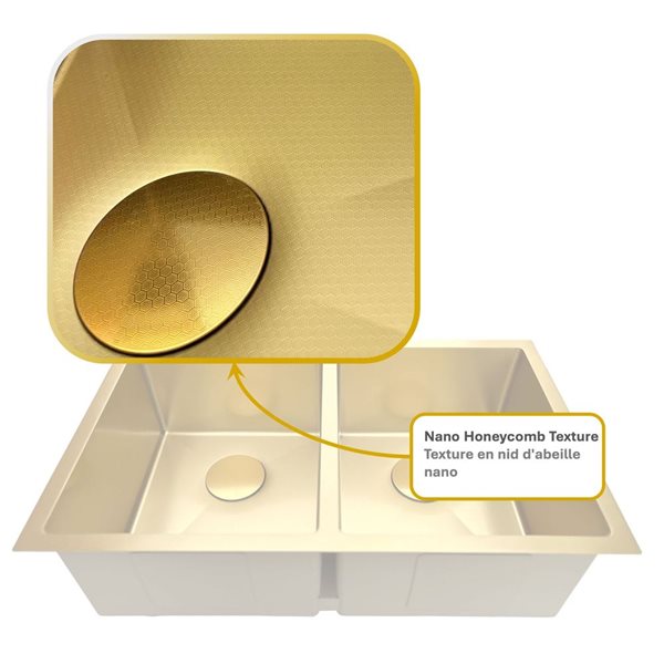 Unique Home Supplies Kitchen Sink Undermount Double Bowl 36-in - Gold