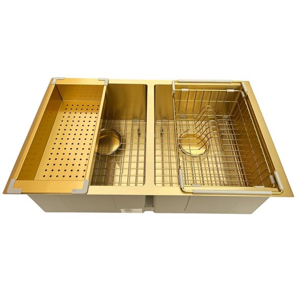 Unique Home Supplies Kitchen Sink Undermount Double Bowl 36-in - Gold
