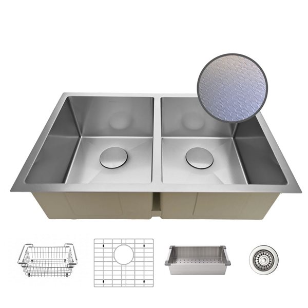 Unique Home Supplies Kitchen Sink Undermount Double Bowl 26-in