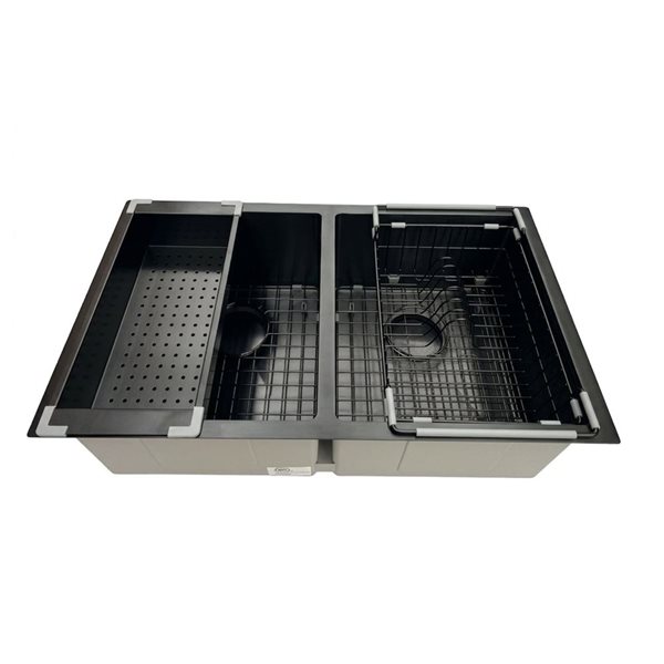 Unique Home Supplies Kitchen Sink Undermount Double Bowl 32-in - Black