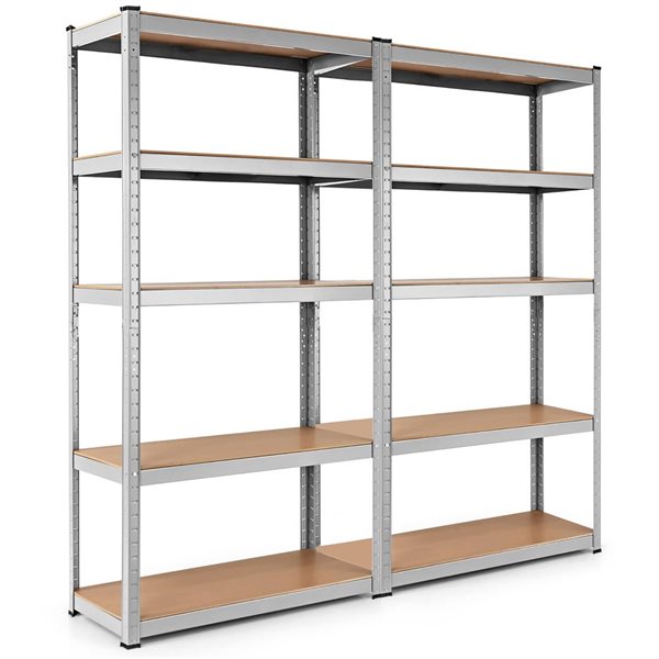 Costway 2-Pcs Heavy-Duty 5-Tier Steel Shelving Unit Adjustable 72-in - Silver