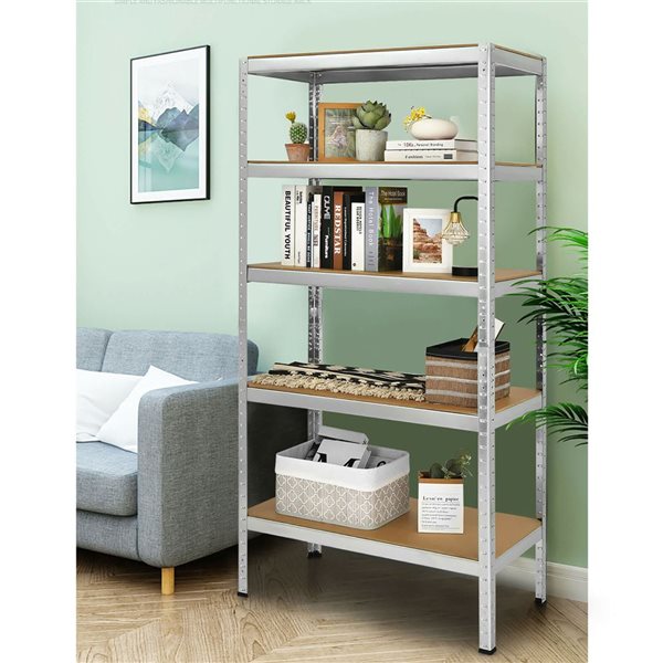 Costway 2-Pcs Heavy-Duty 5-Tier Steel Shelving Unit Adjustable 72-in - Silver