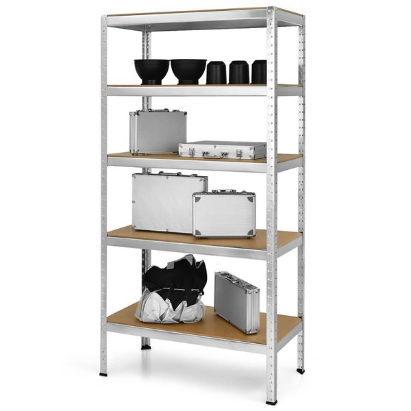 Costway 3-Pcs Heavy-Duty 5-Tier Steel Shelving Unit Adjustable 72-in - Silver
