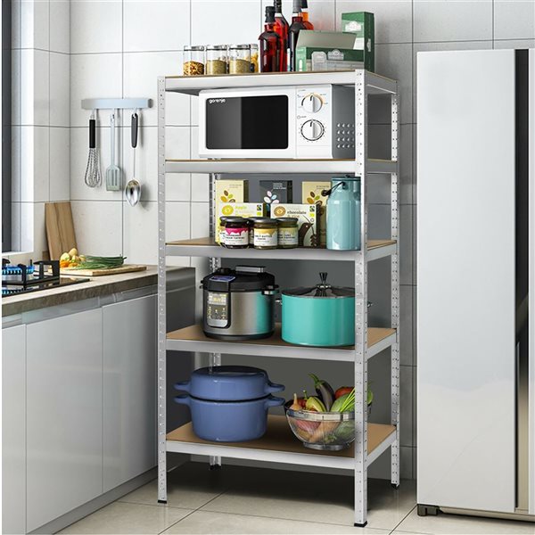 Costway 3-Pcs Heavy-Duty 5-Tier Steel Shelving Unit Adjustable 72-in - Silver