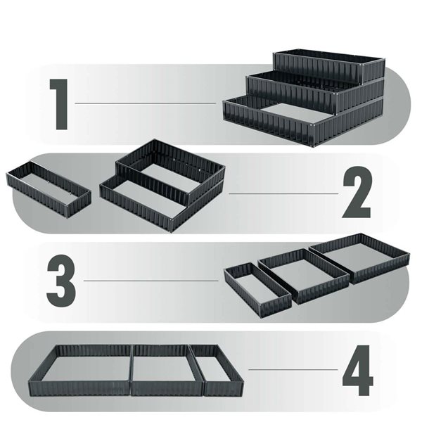 Costway 3-Tier Raised Garden Bed w/ Metal Planter Box 47 x 47 x 24-in - Black