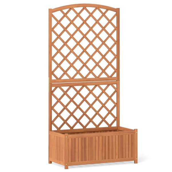 Costway Wooden Planter w/ Diamond Trellis 63-in - Natural