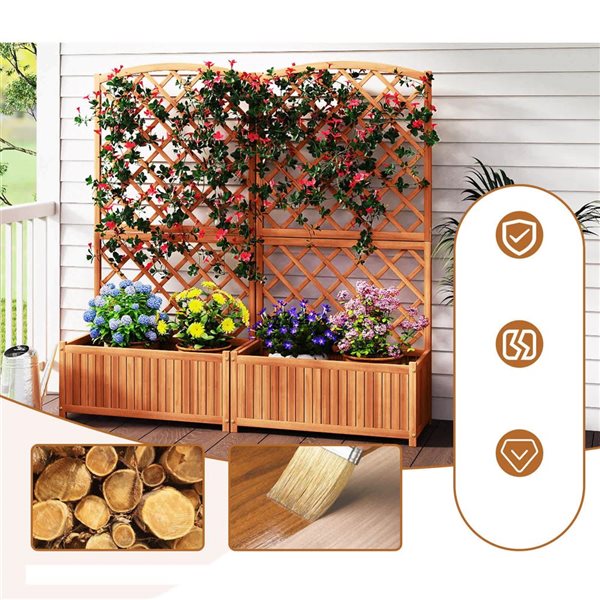 Costway Wooden Planter w/ Diamond Trellis 63-in - Natural