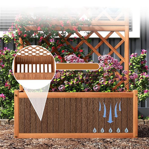 Costway Wooden Planter w/ Diamond Trellis 63-in - Natural