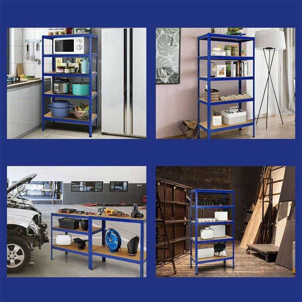 Costway Heavy-Duty 5-Tier Steel Shelving Unit Adjustable 72-in - Blue