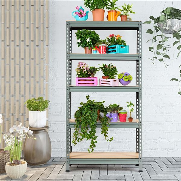 Costway 5-Tier Steel Shelving Unit Adjustable 60-in - Grey