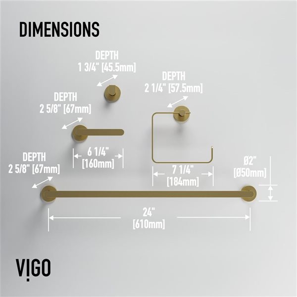 VIGO Arden Bath Hardware Set 4-Piece - Matte Brushed Gold