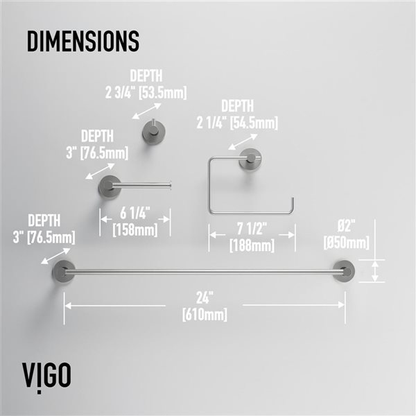 VIGO Cass Bath Hardware Set 4-Piece - Brushed Nickel