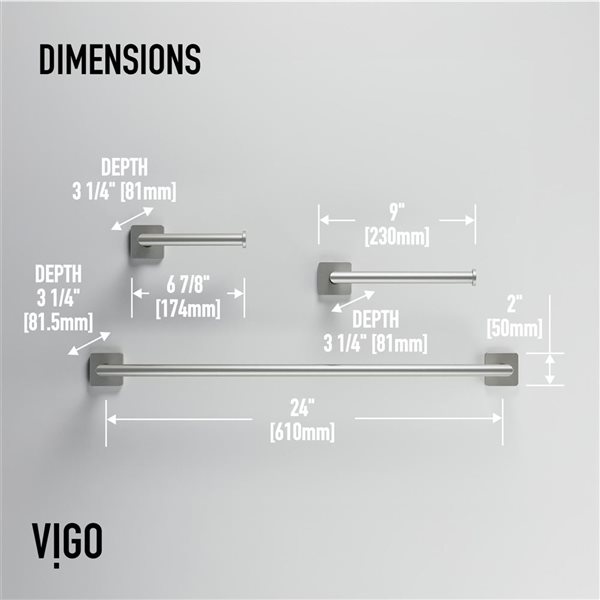 VIGO Satro Bath Hardware Set 3-Piece - Brushed Nickel